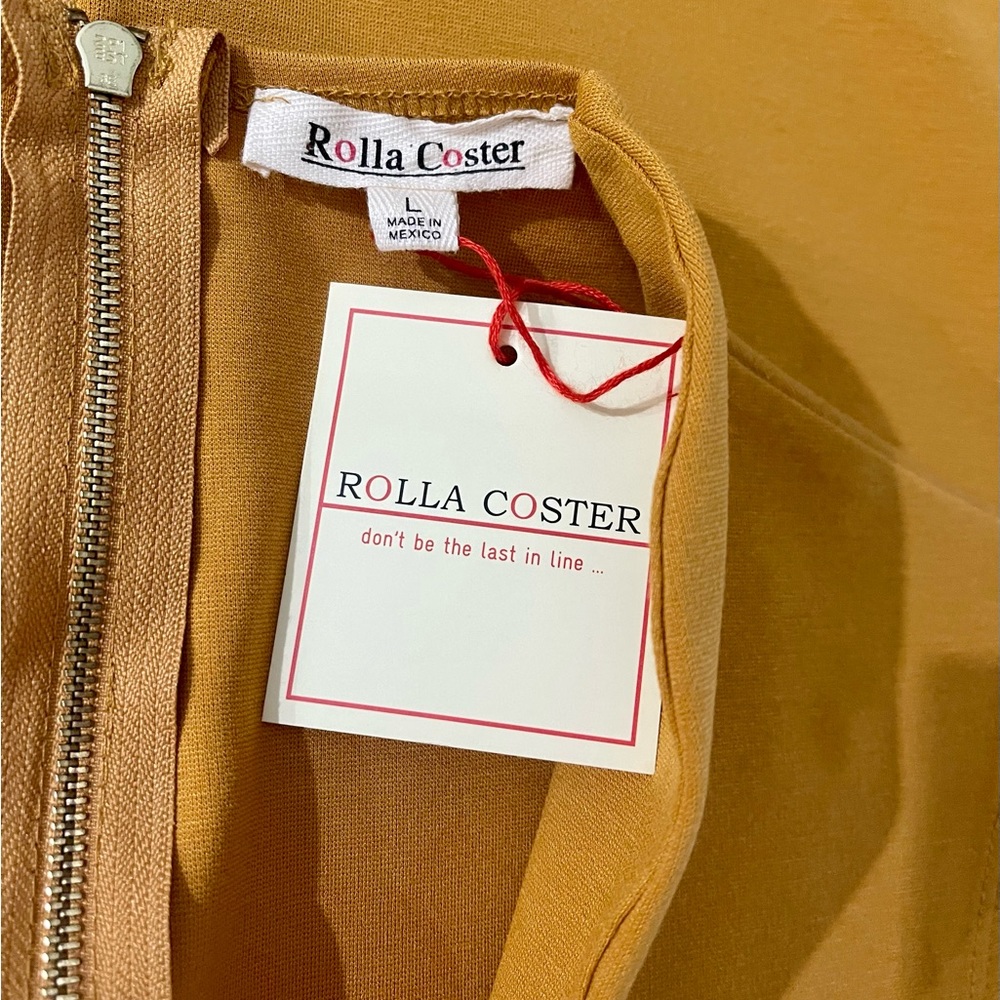 NWT Rolla Coster Mustard Yellow Bodycon Midi Dress Sz L Spring Summer Easter - Picture 8 of 9